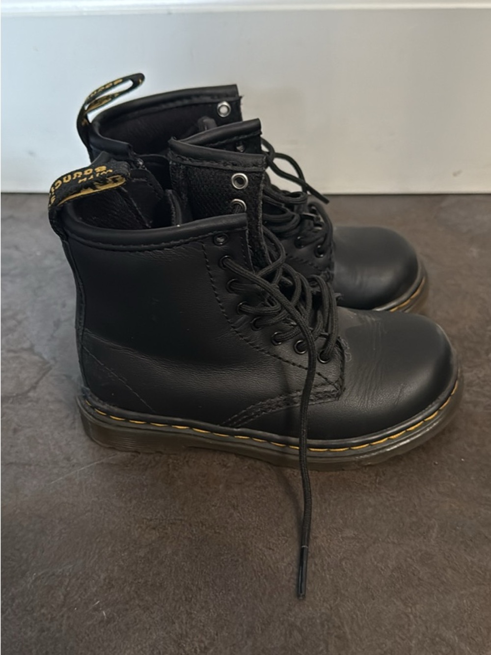 Dr. Marten Black Leather Lace-Up Boots Toddler